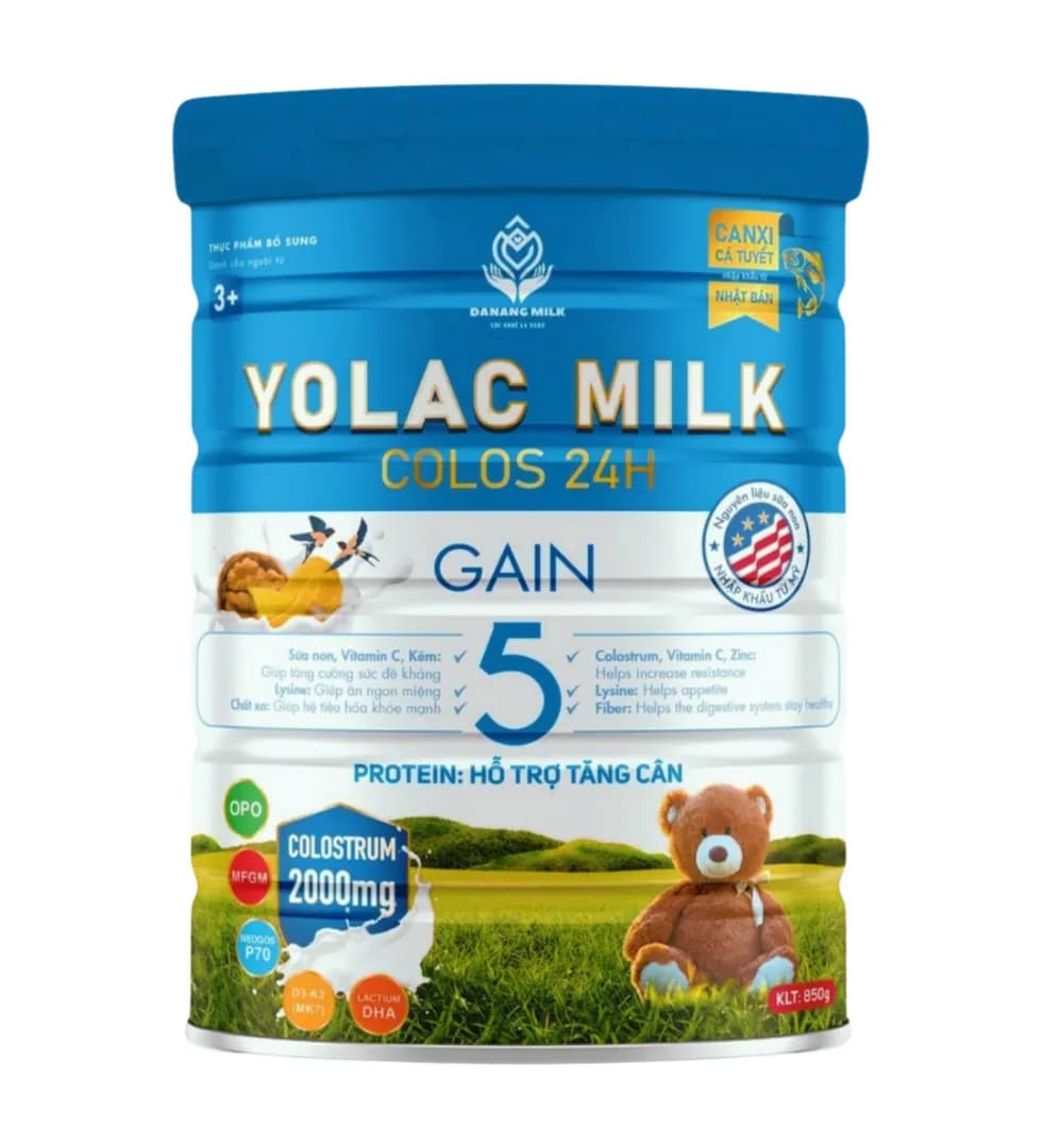 Yolac milk Gain từ 3 tuổi trở lên