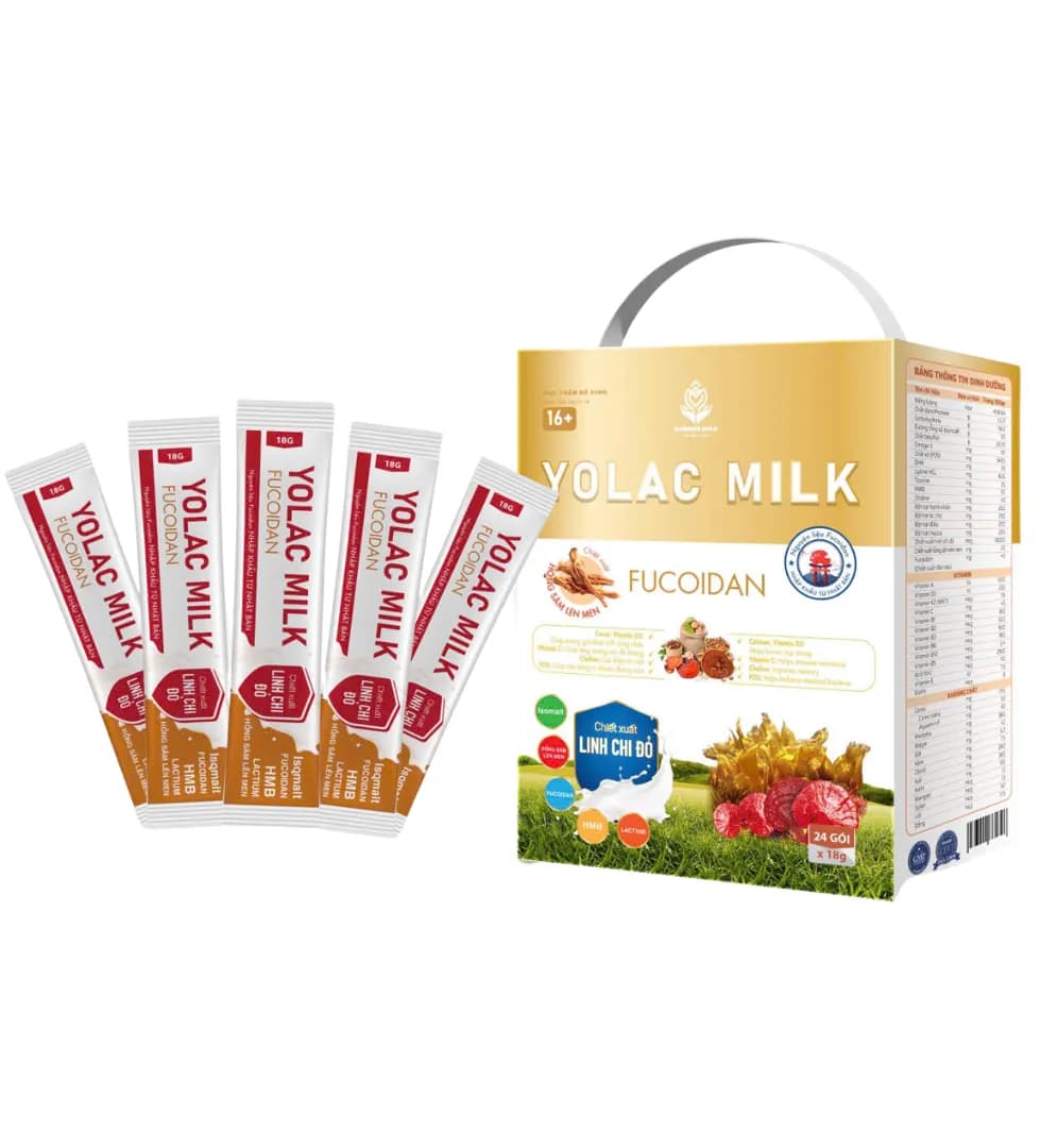 Yolac milk Fucoidan dạng gói hỗ trợ phòng ngừa ung thư. (>16 tuổi)